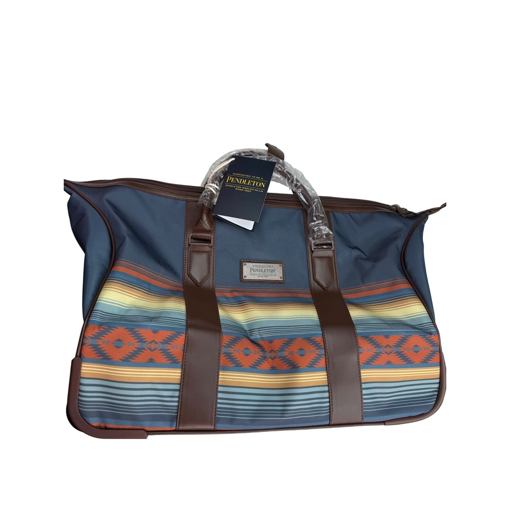 Pendleton Rolling Duffel Bag 22 Inch Turbulence Blue Southwestern Travel Luggage